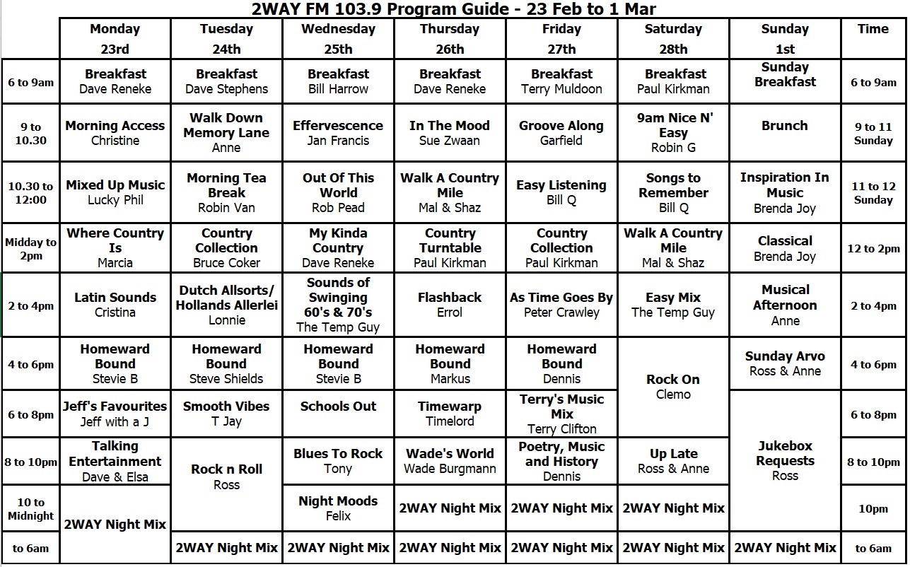 Program Guide - 2 Way FM